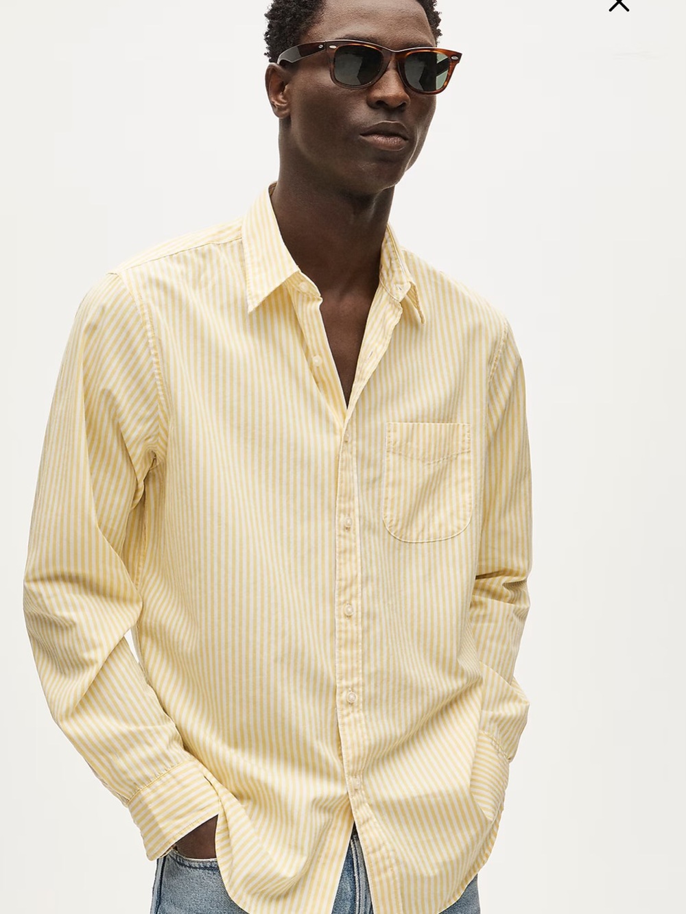 J. Crew men’s the Poplin Shirt William white & Yellow Striped cotton shirt.S,M,L